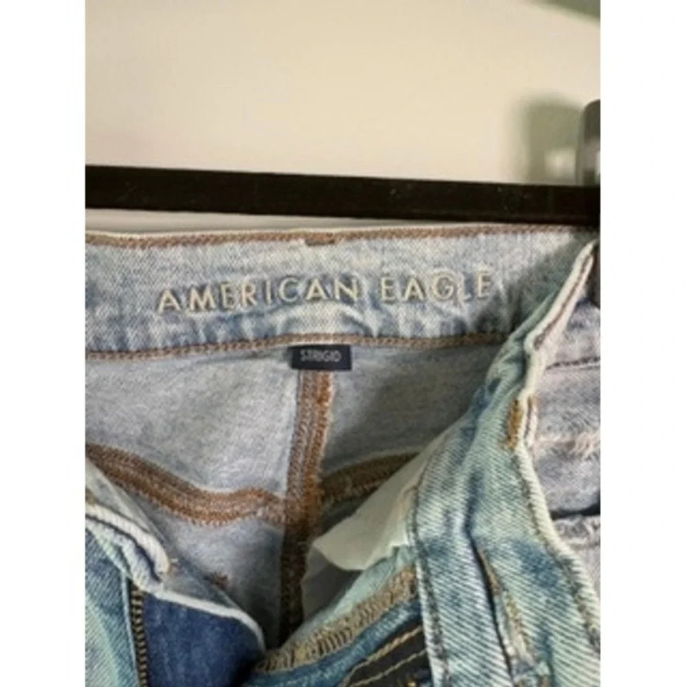American Eagle Strigid Jeans Women's Size 0 Short Blue Distressed High Rise